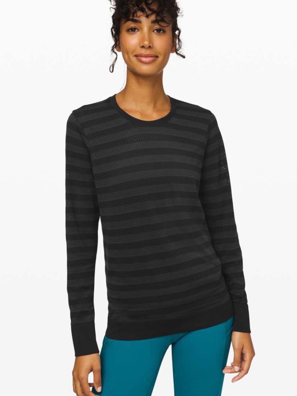 Lululemon Breeze By Mesh Long Sleeve Shirt deep coal black striped
